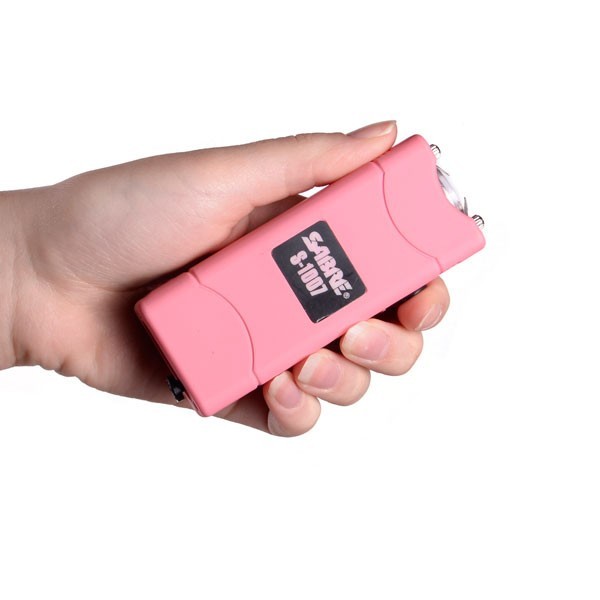 Pink SABRE Short Stun Gun with LED Flashlight