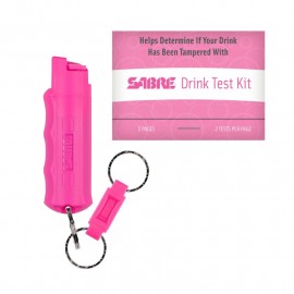 Pink Key Case Pepper Spray & Drink Test Kit