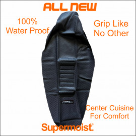 Black SUPER-GRIPPER Motorbike Seat Cover for (KTM, Gas Gas and Husqvarna) or any motorbike with a similar seat shape
